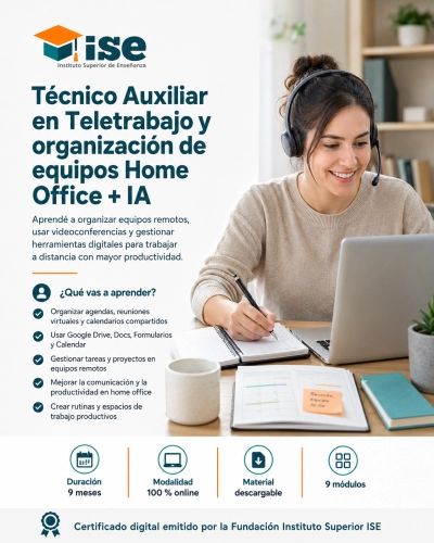 Técnico Auxiliar en Teletrabajo y organización de equipos Home Office + IA