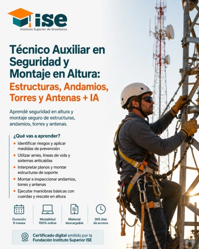 Técnico Auxiliar en Seguridad y Montaje en Altura: Estructuras, Andamios, Torres y Antenas + IA