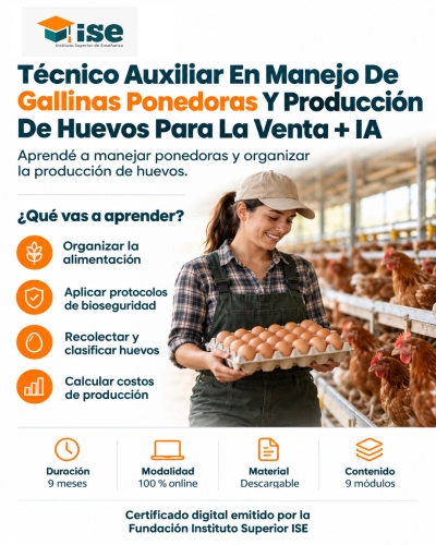 Técnico Auxiliar En Manejo De Gallinas Ponedoras Y Producción De Huevos Para La Venta + IA